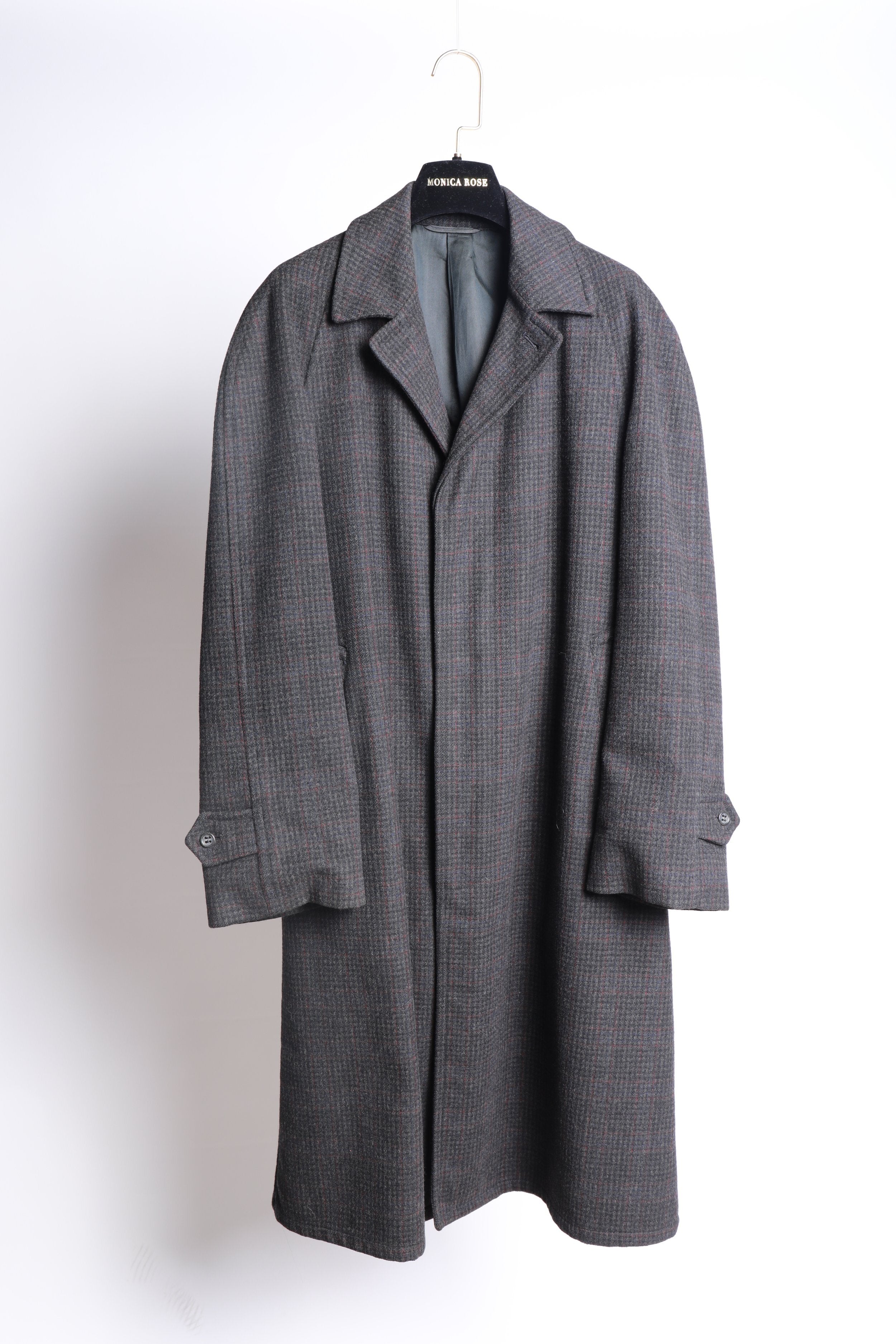 Vintage Wool Plaid Long Coat