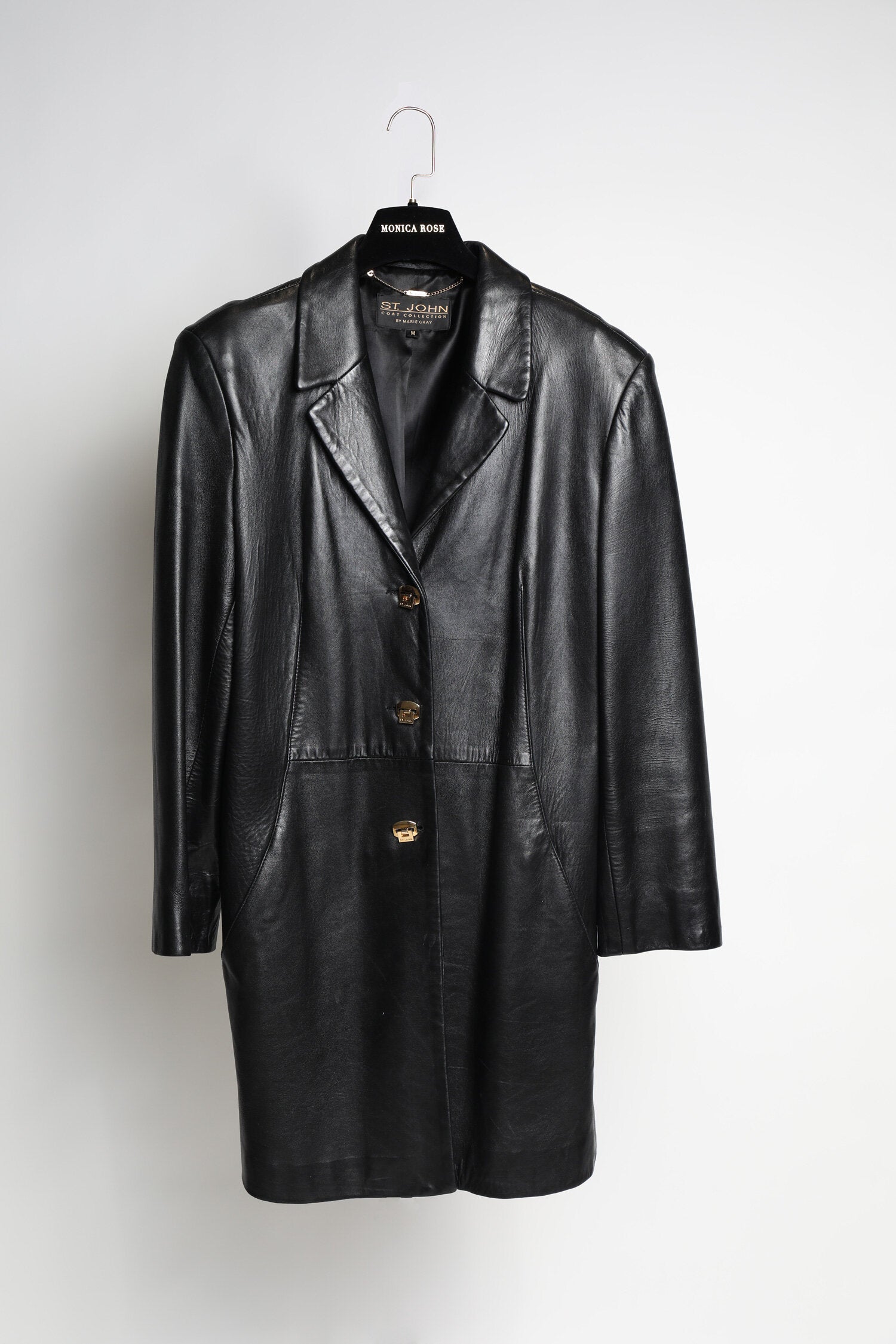 Vintage St. John Leather Long Coat