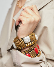 Vintage Brass Red Studded Bangle