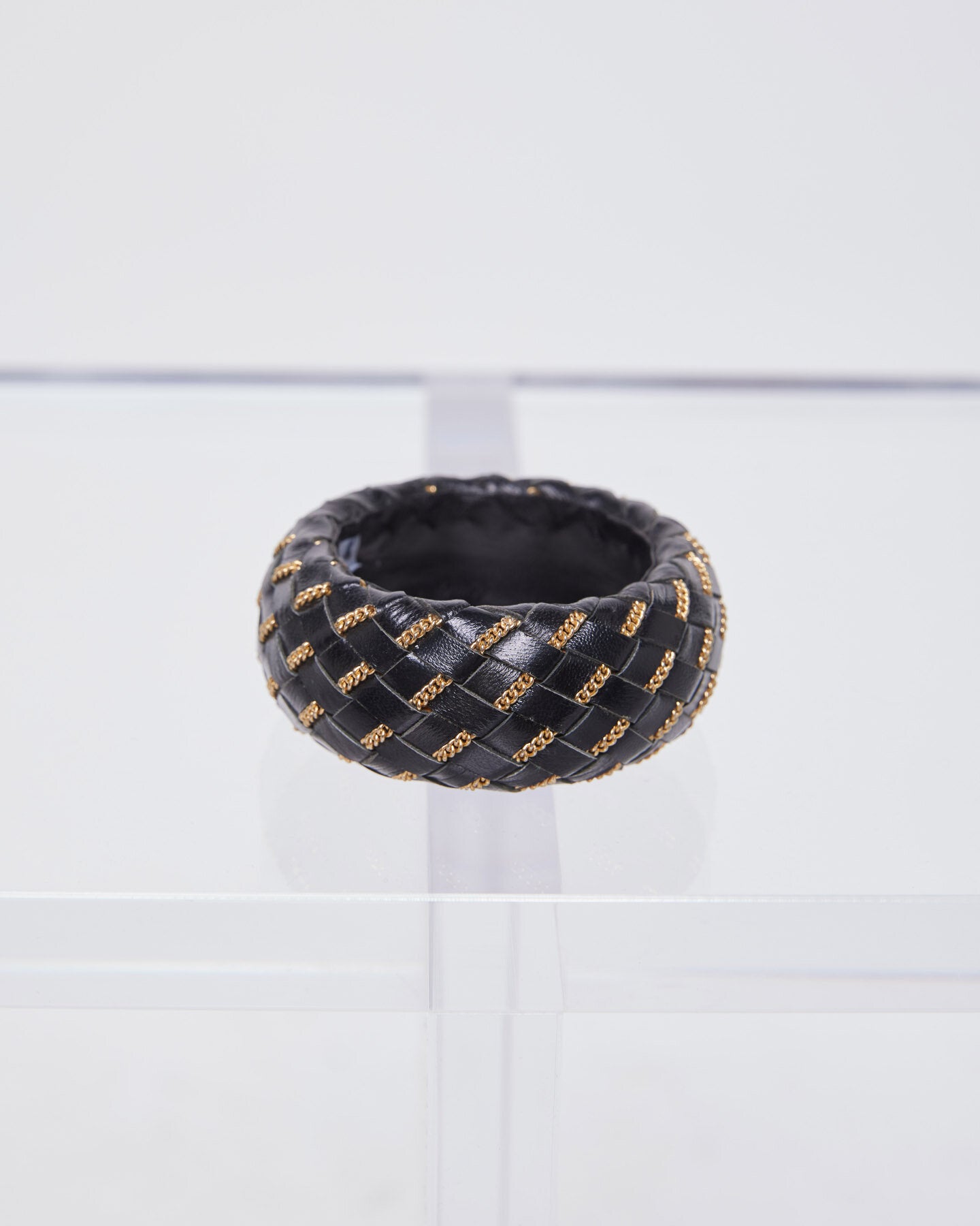 Vintage Woven Leather Chain Bangle