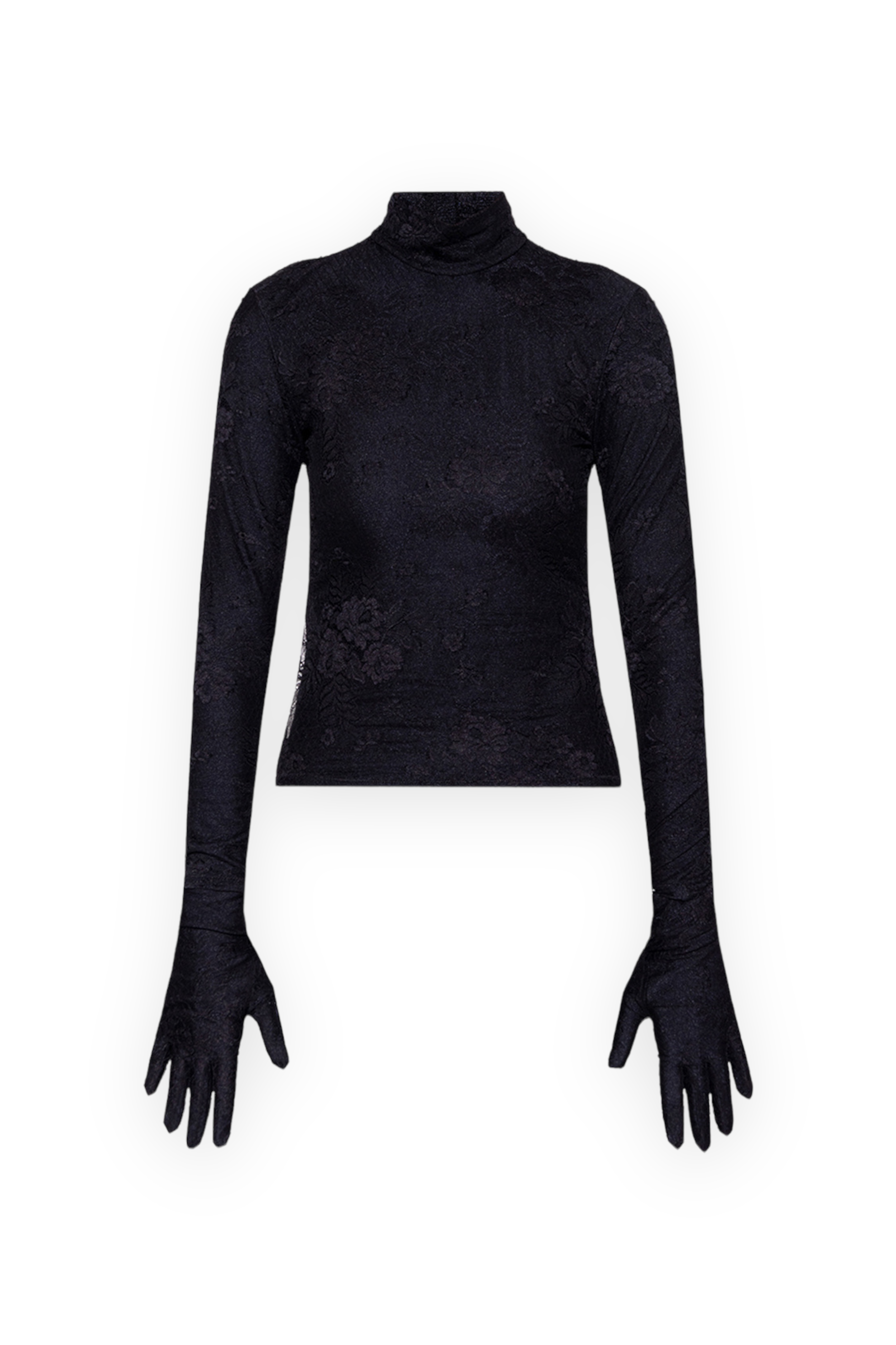 Balenciaga Black Lace Top with Detachable Gloves
